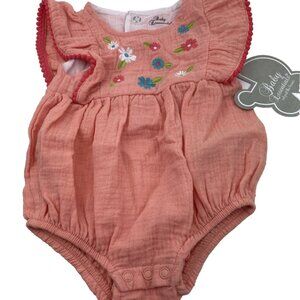 Baby Essentials Romper Size 6m Infant Girls Summer Embrodiered flowers